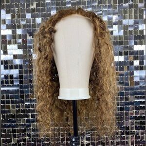 5x5 Lace Closure Wig T-Part Human Hair Ombre Honey Blonde P4/27 Water Wave 26”